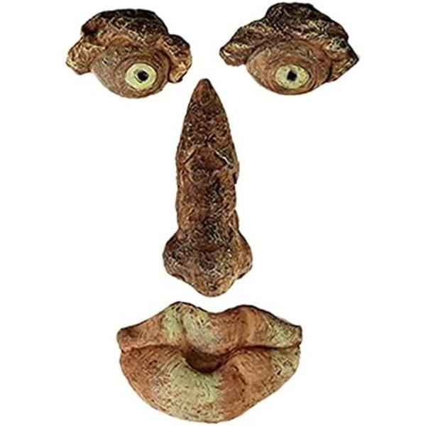 3D Trädansiktskonst Prydnader - Rolig Gammal Man Ansikte Skulptur - Trädgårdsdekoration (B)