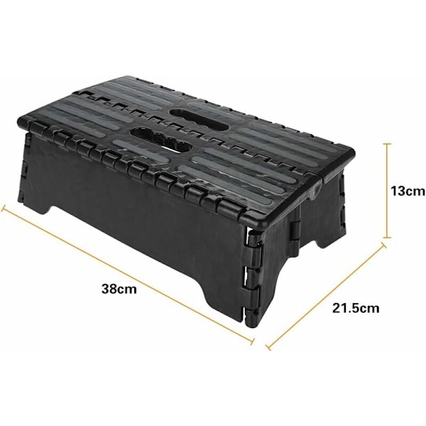 Kokoontaitettava jakkara - Kokoontaitettava jakkara lapsille ja aikuisille - Keittiöön, puutarhaan, kylpyhuoneeseen, musta askelma (musta) - 38 x 21,5 x 13 cm