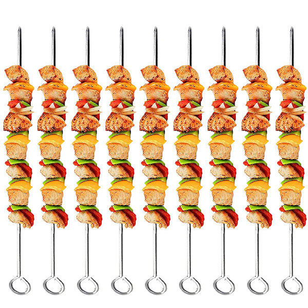 10 stk. grilltilbehør, grillspydkurv, kebabspyd, grill