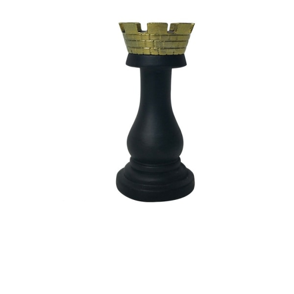 Harpiks sjakkstatue for hagepatiodekorasjon, egnet for innendørs kontordekorasjon (soldat-svart)