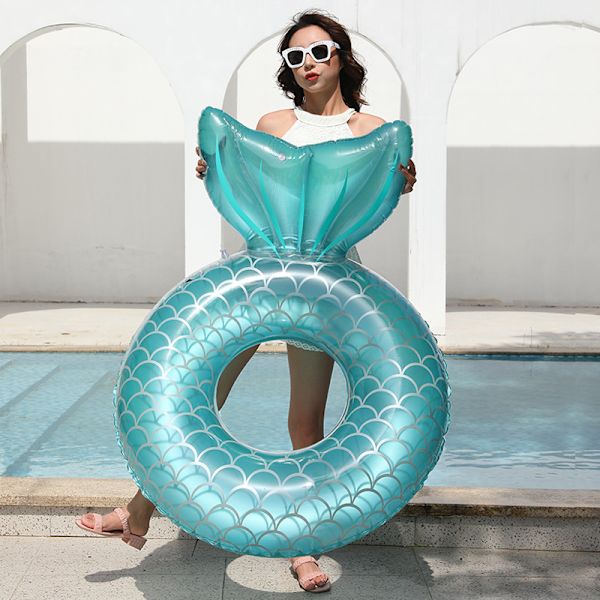 Blå Havfrue Oppustelig Pool Float Oppustelig Pool Float Lounge Flåde Sommer Dekorationer Strand Vand Sjov Legetøj Til Børn 110c