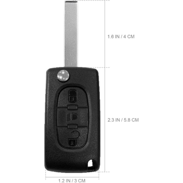 3 stk. 3 knaps trykknap nøgleskal kompatibel CE0536 folde flip nøgle til Peugeot 207 307 308 407 408 3008 5008 Citroen C2 C3 C4 C5 C6 C8 (forlygte