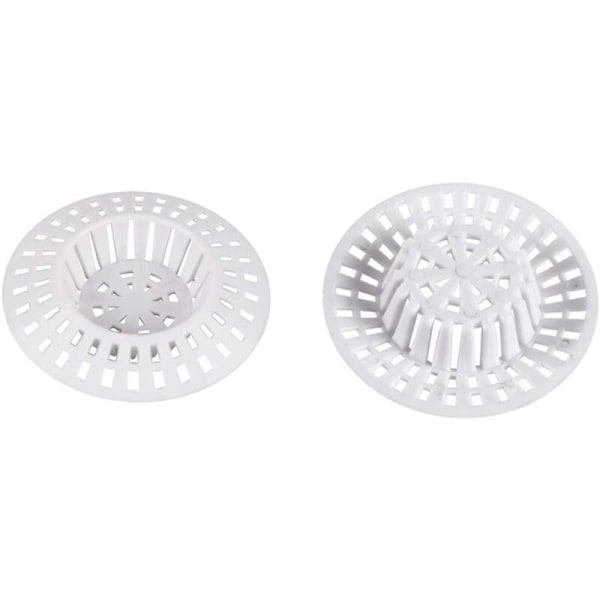 Sæt med 2 vaskafløbssier genanvendelige i hvid plast 6,8 cm