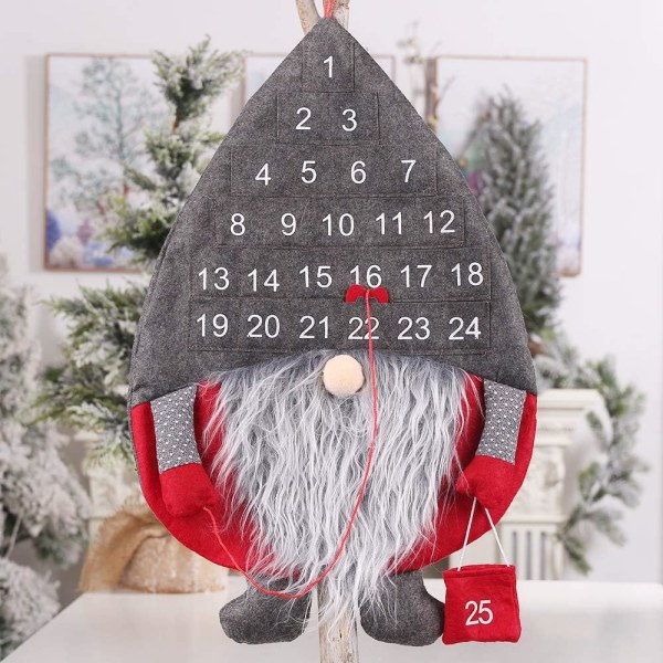 Juleadventskalender, svensk Tomte Santa Gnome Stofffilt