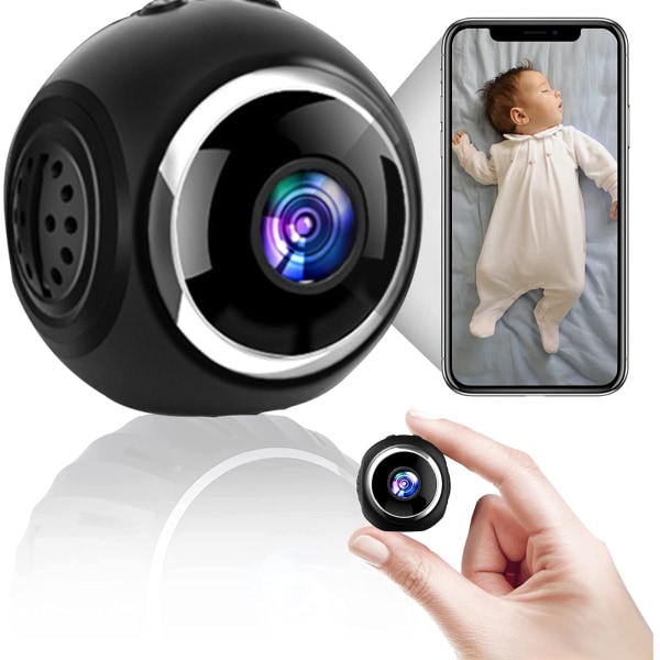 Minikamera, skjult 1080P HD trådløst kamera med nattsynsdeteksjon, WiFi-kamera hjemmesikkerhetskamera Perfekt innendørs- og utendørskamera