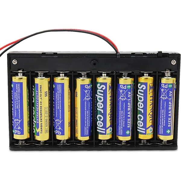 2 stk. AA 12V Batteriholder Plastikboks Batteriopbevaringsboks med ON/OFF kontakt og lukkekabel fastgørelser