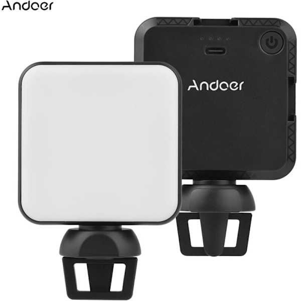 Andoer w36 mini lampe portabelt LED-videolys for fotografering med 5600K fargetemperatur, justerbar lysstyrke, 3 cold shoe-fester for direktesending,