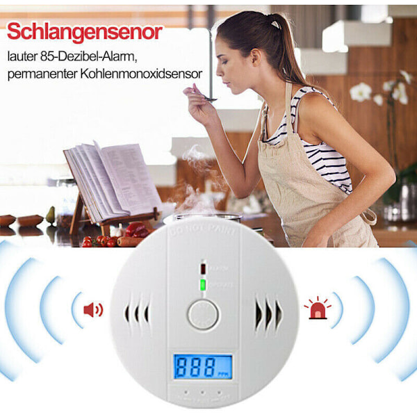 Kolmonoxidvarnare Co Gas Bärbar Övervakning Personlig Personlig Alarm Varning Vit Testare