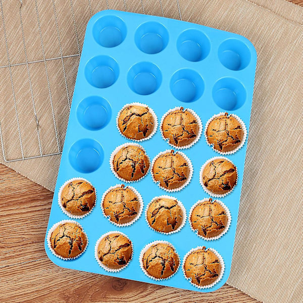 Sæt med 3 silikone muffinforme i fødevarekvalitet til 24 muffins