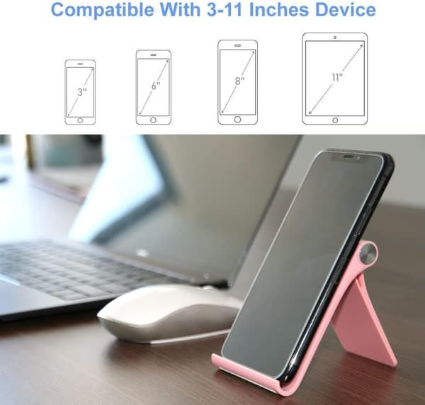 360° sammenleggbar telefonholder (rosa)
