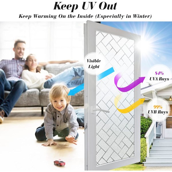 Ikkunakalvo Privacy Frosted Glass Film Ikkunastattinen tarra itseliimautuva huurrettu ikkunan peite vinyyli-verhokalvo Anti-UV-koti-ikkunanäyttö 45 x 200