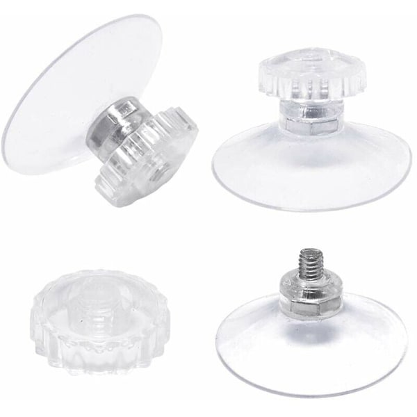 Sæt med 30 sugekopper med gevind og riflede møtrikker Ø 45 mm, Transparent, til bil, camping, vindue, solskærm