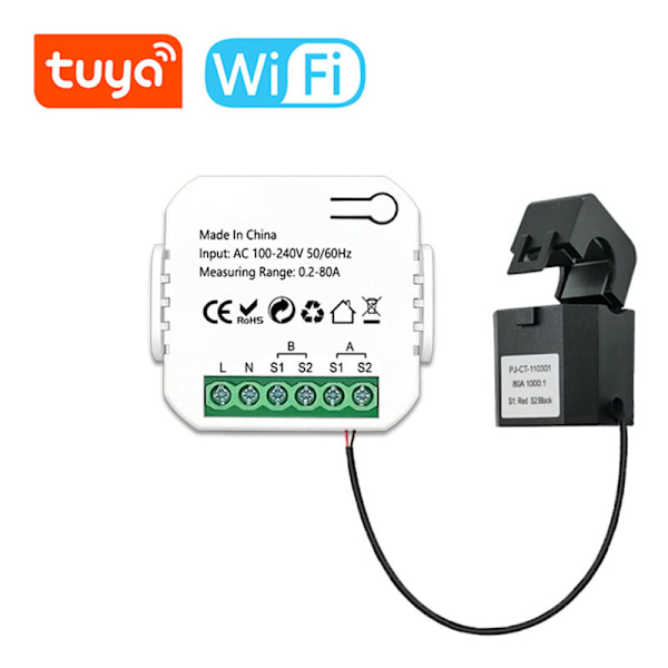 Intelligent energimätare Tuya WiFi Solcellsanläggning Energiproduktion Dubbelriktad Övervakningskontroll Mobilapplikationskontroll Effektmätare