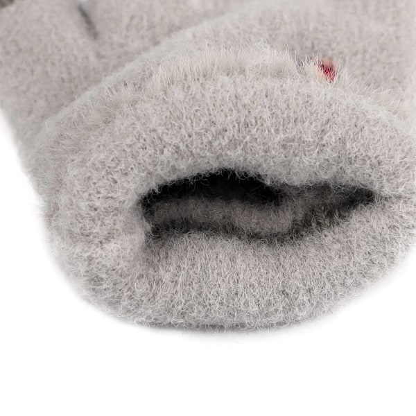Sødt og fluffy touch screen handsker til kvinder - Vintervarme handsker med fuld finger - Bløde kunstige pels handsker - Vindtætte plys håndledsvarmere (Grå)