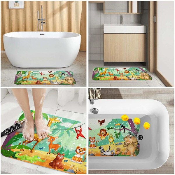 Baby skridsikker bademåtte, 100x40cm Anti-skrid Bade Badeværelse Resistent Brusebadstæppe med 200 Singather Pour Enfants et Bébé, PVC udstyr uden