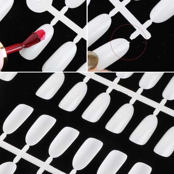 480 stk Falske Negletips Display Stativ Neglelak Display Palette Oval Professionel Kunstig Naturlig Negle Cover Dekoration DIY Manicure Tilbehør til