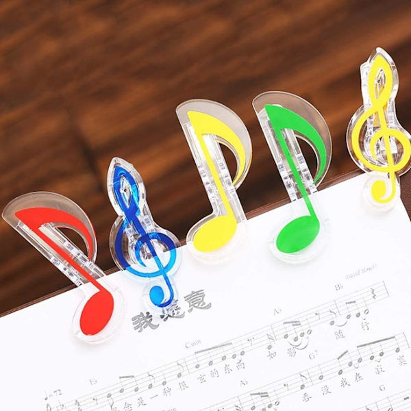 10 stk. Musik symbol binder clips, noder til noder, til papirark, dokumenter, fotos, noter - Kontorartikler, diskantnøgle og ottendedelsnote, 5\"