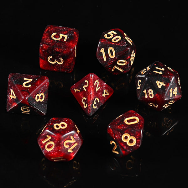 1 multisidet terningesæt glitter terninger til dungeons and dragons rollespil grøn blandet sort nebula terninger
