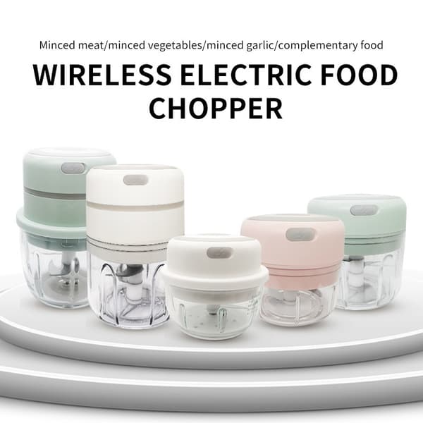 Grön Mini Elektrisk Hackare, Mat Hackare Grönsak Hackare Processor med 300ML Glas Skål, Elektriska Köttkvarnar för Barnmat, Kött, Chili, Garl