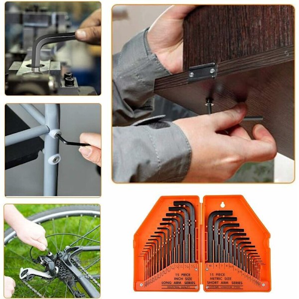 Keys Allen Game 30 Hexagonala Hankontakter i tum och metriskt. Professionella ullnycklar (Orange)
