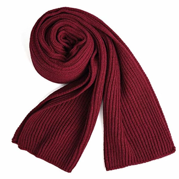 Warm autumn and winter scarf unisex solid color winter scarf warm knitted yarn scarf burgundy