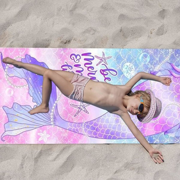 160x80 cm mikrofiber strandhåndklæde (Havfruehale, perleskall), Quic