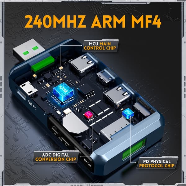 FNB48P 6-sifret display tester Multifunksjonelt Voltmeter USB Ampèrememeter Type-C Bevegelsesdeteksjon Deteksjon Deteksjon Trigger Beregning av kapasiteten