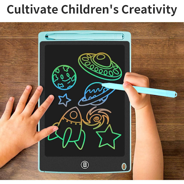 10 tommer farverig LCD skrivetablet (blå), 10 tommer grafisk tegnebræt nøglelås håndskrift doodle pad børnelegetøj gaver til drenge piger