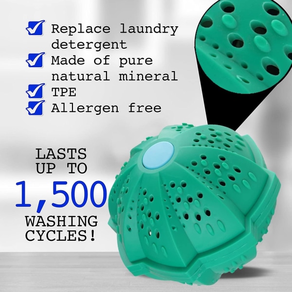 Super miljøvennlig Vaskemaskin-vaskeball - 1500 vaskesyklus