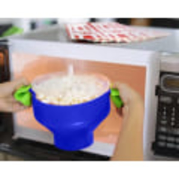 Silikone sammenklappelig popcorn skål blå