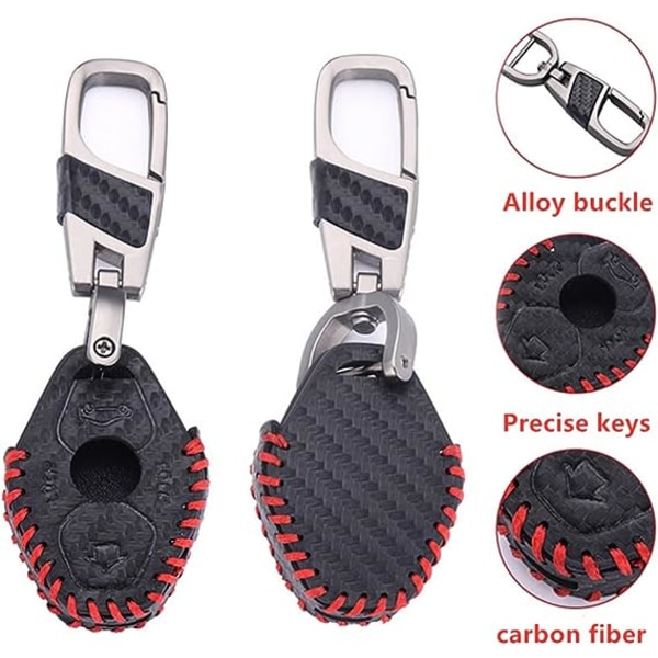 Kulfiber læder bilnøgle etui B-M-W E38 E39 E46 E83 3 5 7 Serie X3 X5 Z3 Z4 2 knapper