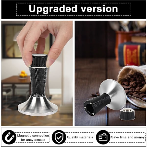 58,3 mm Kaffetamper, Rustfrit Stål Kaffe Presse, 2-i-1 Kaffetamper Nåle Dispenser, Espresso Tamper Køkken Tilbehør med Silikon Pude