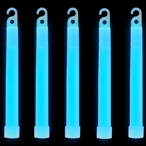 Förpackning med 5 blå fluorescerande ljusstavar 6" Tube Neon Color Fluorescerande Lightstick Festivaltillbehör Campingtillbehör Fiskedrag UV-glöd