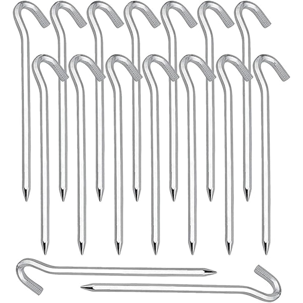 Plugger, Plugger 20 stk. Teltplugger Jordplugger Haken for Telt Camping Hagearbeid Galvanisert Stål Sardi