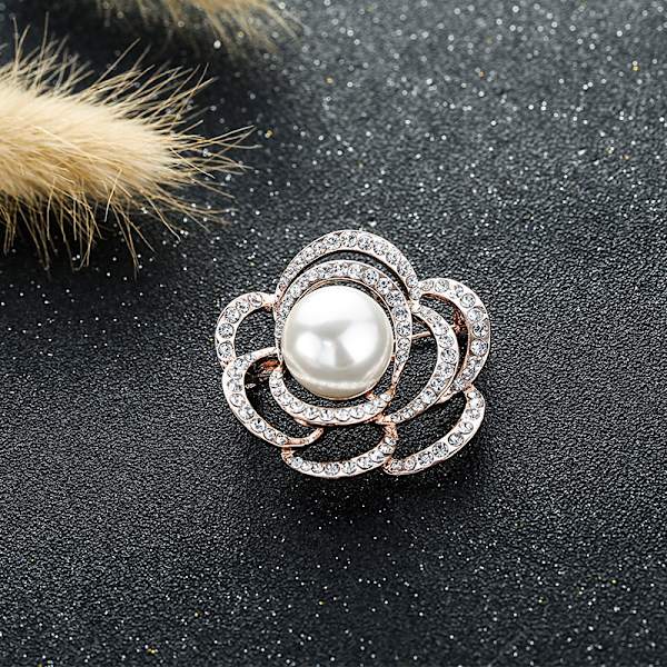 Udhullet rose blomst diamant broche kvindelig mode perle kjole iført corsage gave til elsker