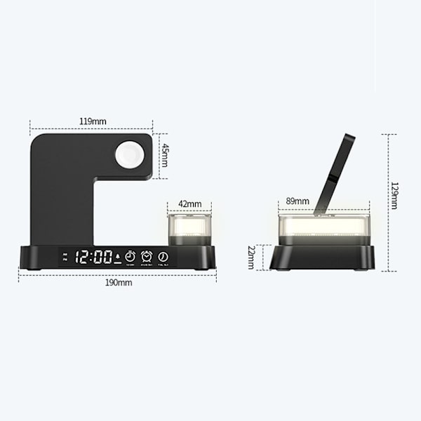 Trådløs lader - Tre-i-én magnetisk trådløs lader 30W hurtiglading skrivebordsnattlys egnet for mobiltelefoner, hodetelefoner, klokker, etc.
