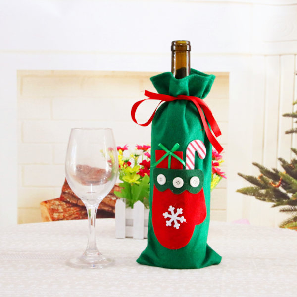 3 Julegaveposer til Vinflasker med Etiketter - Premium Non-Woven Stoff - Festlige Flaskeposer - Gaver, Borddekorasjon