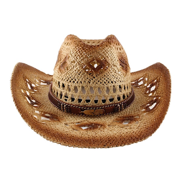 Halm Cowboy Hat til Kvinder og Mænd med Formbar Rand, Western Cowboy Hat