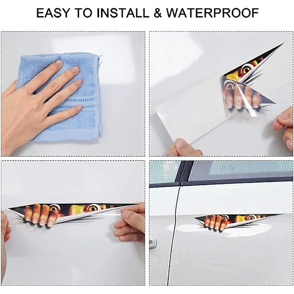 3D-realistiset stereoskooppiset silmät kurkistavat autotarrat (40x13cm), kurkistavat tarrat miehille ja naisille, itseliimautuvat vedenpitävät autotarrat