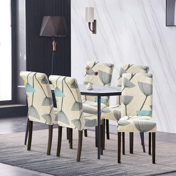 Set med 4 Utdragbara stolsöverdrag Stolsöverdrag Matsal Modern Tvättbart Överdrag Stolsöverdrag För Matsal Restaurang Hotell Bukett, Beige lea