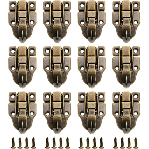 12 stk Vintage Stil Gaveæske Hasper Til Mini Kuffert Bronze Farve Hasper Hasper Lås Spænde Til Dine Gamle Træbokse, Værktøjskasser (Bronze)