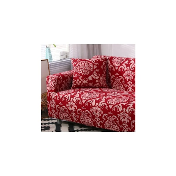 Sofa trekk 2-seter 150-185cm Sofa trekk med moderne armlener trekk universelt elastisk sofa sofatrekk Rødt mønster beskyttende trekk