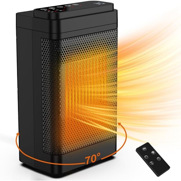 1500W bærbar backup-varme - 3 tilstande, overophedningsbeskyttelse, 12 timers timer