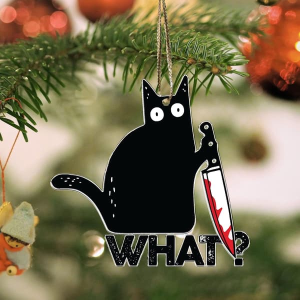 Sort kat Halloween-pynt, sød kat jul, julepynt, juletræophæng, trætop-pynt (sort kat hvad, 1)