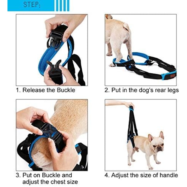 Blå hundlyftstöd bälte (benomkrets 25-35 cm) - Ett hundstöd bälte för bakbenen, hjälper till att lyfta bakbenen, används för bakre stöd b