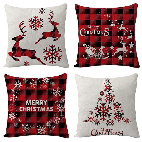 1 st Plaid Jul Dekorationer Örngott För Soffa Soffa Jul Prydnader Inomhus Utomhus Bondgård (Slumpmässig Mönster)