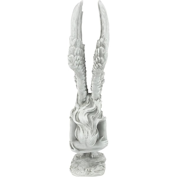 Engels Mindesmærke og Forløsning Religiøs Havefigur, Medium 24cm, Polyresin, Antik Sten