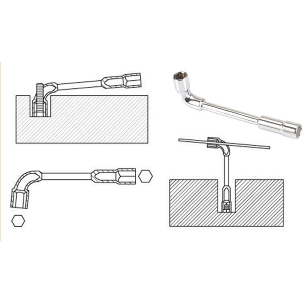 5 stk. krom L-formet sokkel skridsikker høj hårdhed mini hex dobbelt ende stanset skruenøgle (6mm åbning (til MK8 dyse))