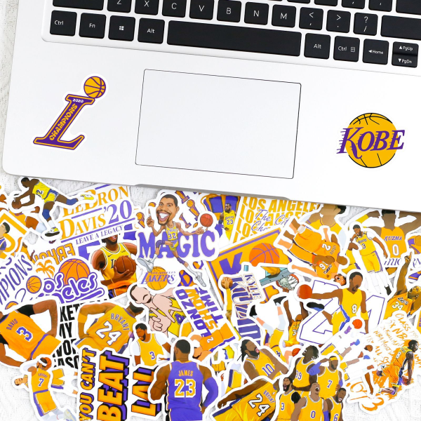 50 stk. The Lakers Basketball Team Stickers NBA Combo Series til Wa