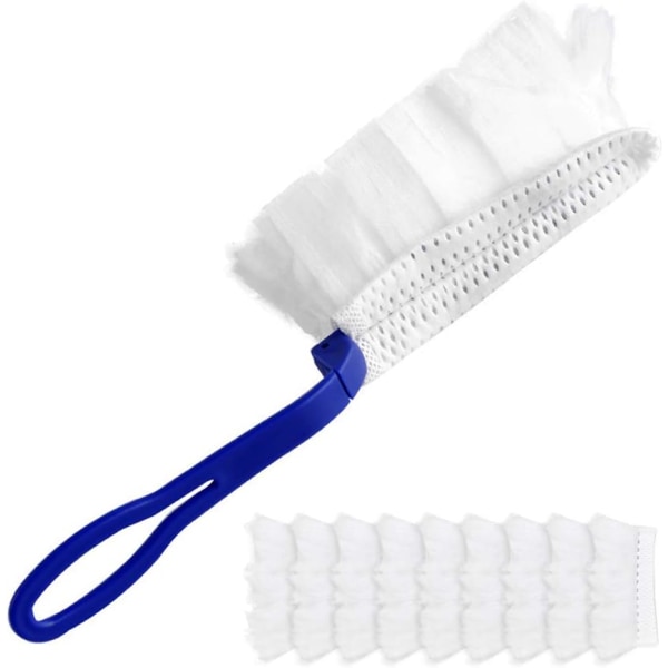 Mikrofiber håndstøvbørste med 10x støvbørste-refill, lille støvrenser til persienner PC-tastatur kontorbord kommode bilinstrumentbræt